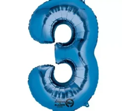 Palloncino metallico blu numero 3