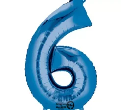 Palloncino metallico blu numero 6