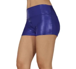 Pantaloncini corti blu metallizzato da donna