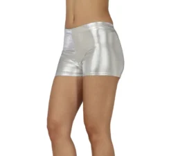 Pantaloncini corti color argento metallizzato da donna