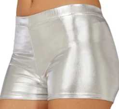 Pantaloncini corti color argento metallizzato da donna