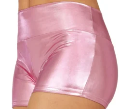 Pantaloncini corti rosa metallizzato da donna