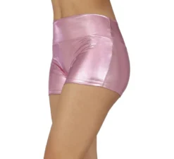 Pantaloncini corti rosa metallizzato da donna