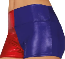 Pantaloncini corti rossi e blu metallizzati da donna