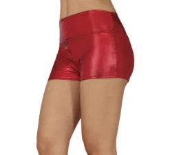Pantaloncini corti rossi metallizzati da donna