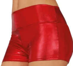 Pantaloncini corti rossi metallizzati da donna