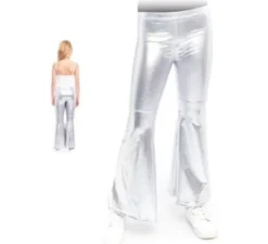 Pantaloni a campana color argento metallizzato per bambini