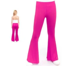 Pantaloni a campana lavorati a maglia fucsia per bambini