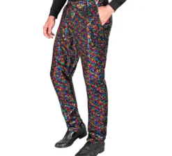 Pantaloni a pois multicolor da uomo