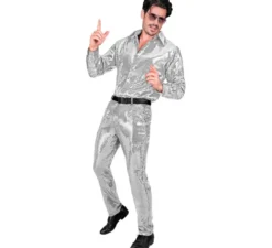 Pantaloni argento con paillettes da uomo