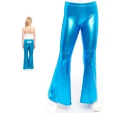 Pantaloni a zampa d'elefante metallizzati turchesi per bambini