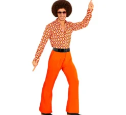 Pantaloni da discoteca arancioni anni '70 da uomo