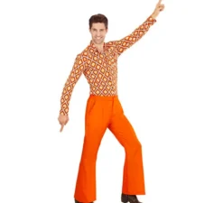 Pantaloni da discoteca arancioni anni '70 da uomo