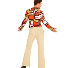 Pantaloni da discoteca beige anni '70 da uomo