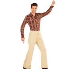 Pantaloni da discoteca beige anni '70 da uomo
