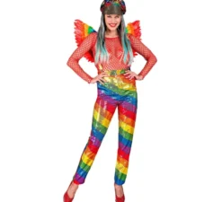 Pantaloni da festa a righe multicolori da donna