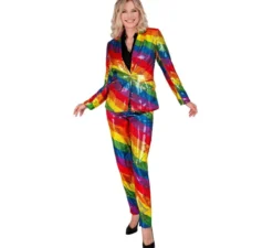 Pantaloni da festa a righe multicolori da donna