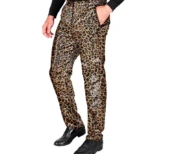 Pantaloni da festa da uomo con stampa leopardata
