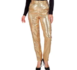 Pantaloni da festa Paillettes dorate alla moda per donna
