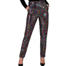 Pantaloni da festa Paillettes multicolori alla moda per donna