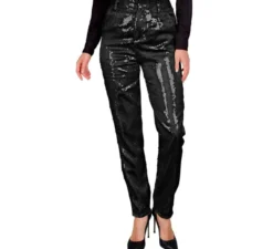Pantaloni da festa Paillettes nere alla moda per le donne