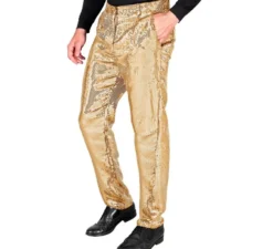 Pantaloni da uomo con paillettes dorate