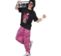 Pantaloni da uomo con stampa zebrata rosa anni '80