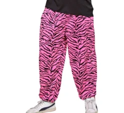 Pantaloni da uomo con stampa zebrata rosa anni '80