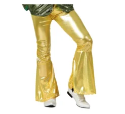 Pantaloni dorati da uomo a campana da discoteca