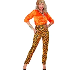 Pantaloni Fiesta da donna con stampa animalier color oro