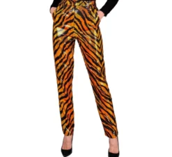 Pantaloni Fiesta da donna con stampa animalier color oro