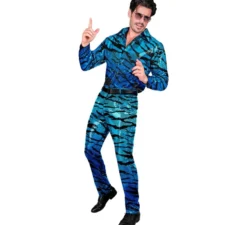 Pantaloni Fiesta da uomo blu con stampa animalier