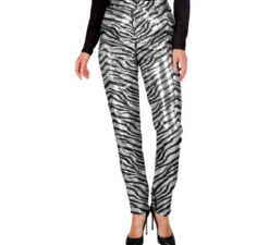 Pantaloni moda da donna con stampa animalier argento
