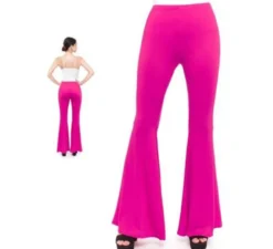 Pantaloni svasati lavorati a maglia fucsia da donna