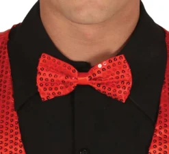 Papillon rosso 12 cm con paillettes