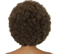 Parrucca afro castana adulta regolabile e lavabile