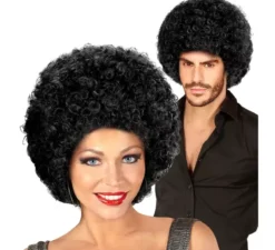 Parrucca afro classica nera per adulti