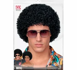 Parrucca afro nera anni '70 in stile disco