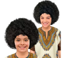 Parrucca afro nera nella borsa per bambini