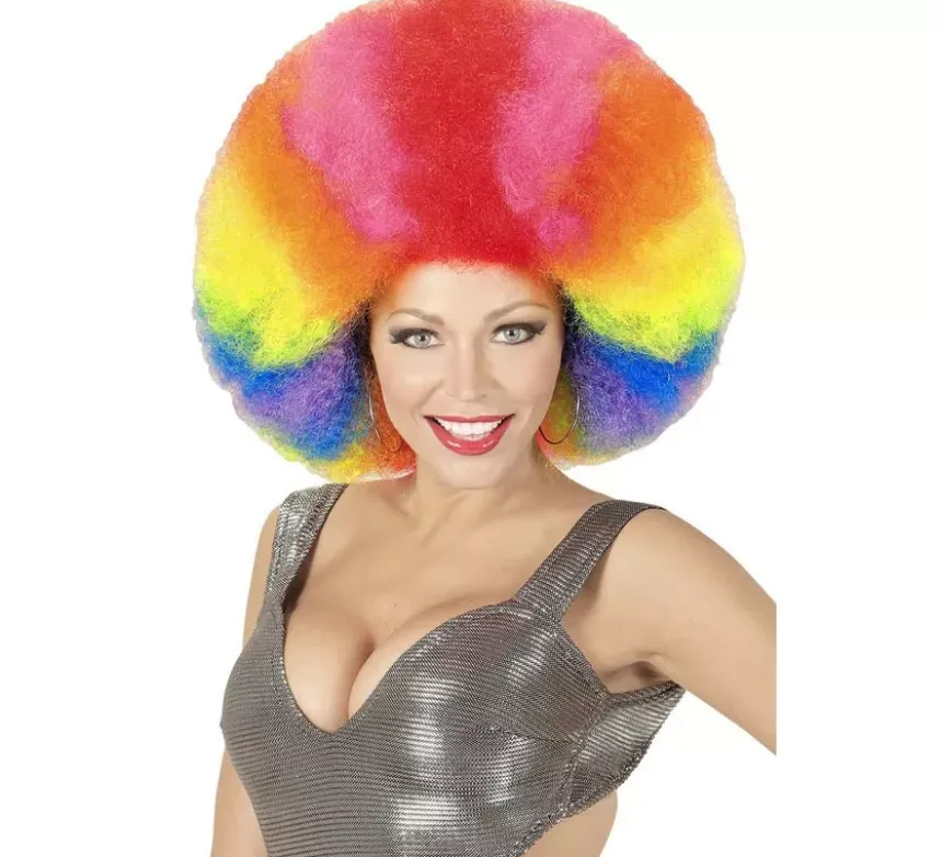 Parrucca afro oversize multicolore di alta qualità