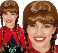 parrucca Brown con trecce e Bangs