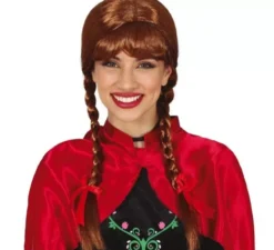 parrucca Brown con trecce e Bangs