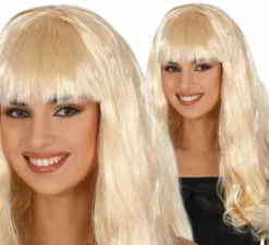 Parrucca capelli lunghi biondi con frangia lunga