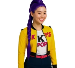 Parrucca con treccia lilla da Cantante K-Pop