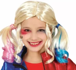 Parrucca con treccine rosa e blu per bambini