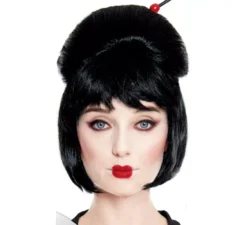 Parrucca corta nera da geisha giapponese