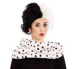 Parrucca da cattivo malvagio in bianco e nero