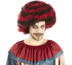 Parrucca da clown afro perverso rossa e nera