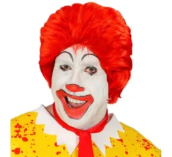 Parrucca da clown hamburger per adulti