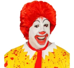 Parrucca da clown hamburger per adulti